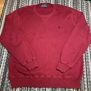 Polo Ralph Lauren Sweatshirt Mens L Red Blue Pony Sweater Pullover Crew Vintage